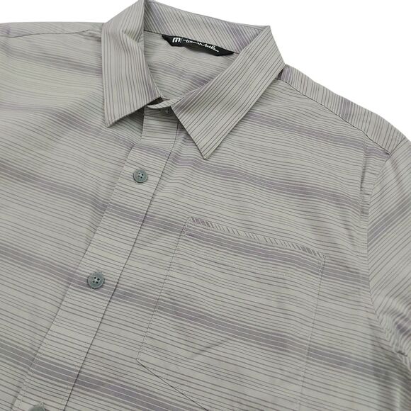 Travis Mathew Shirt Mens Medium Gray Short Sleeve Lightweight Striped Casual - Picture 3 of 10